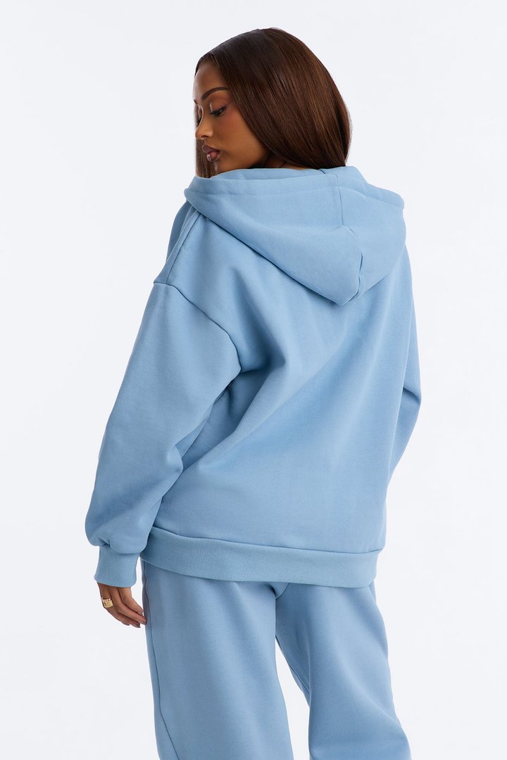 Libby Full Zip Hoodie Fleece Sweatshirt - Slate Blue