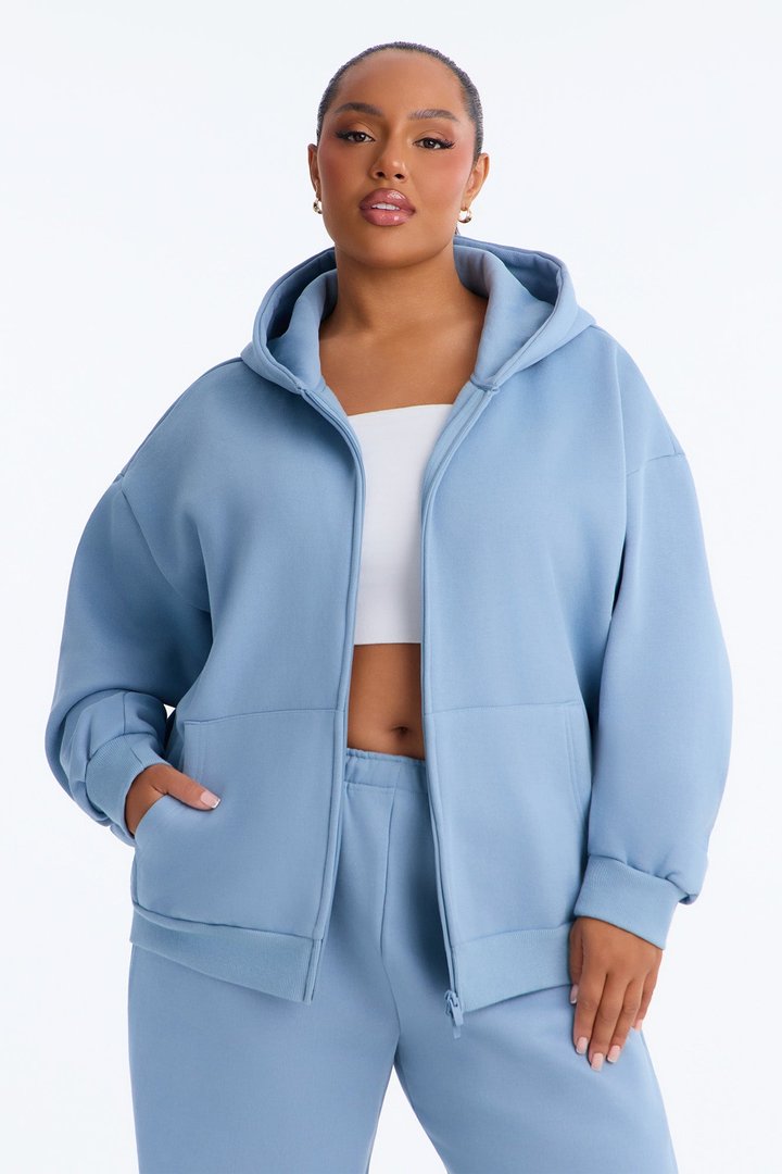 Libby Full Zip Hoodie Fleece Sweatshirt - Slate Blue
