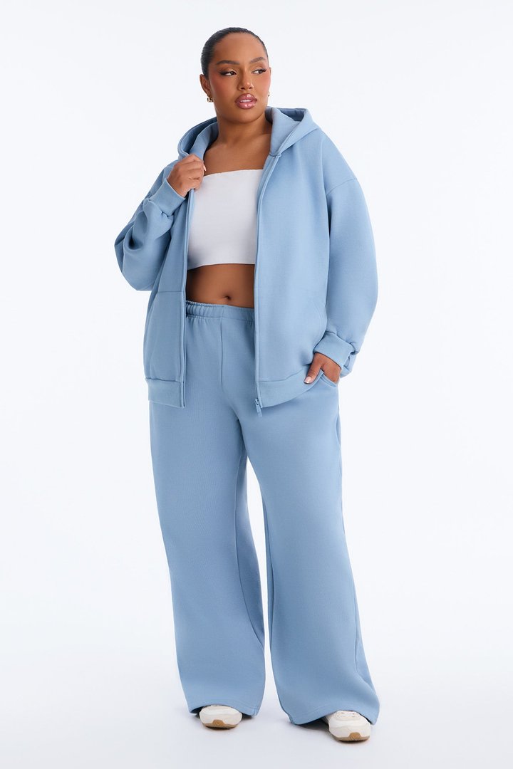Libby Full Zip Hoodie Fleece Sweatshirt - Slate Blue