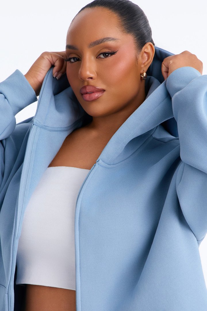Libby Full Zip Hoodie Fleece Sweatshirt - Slate Blue