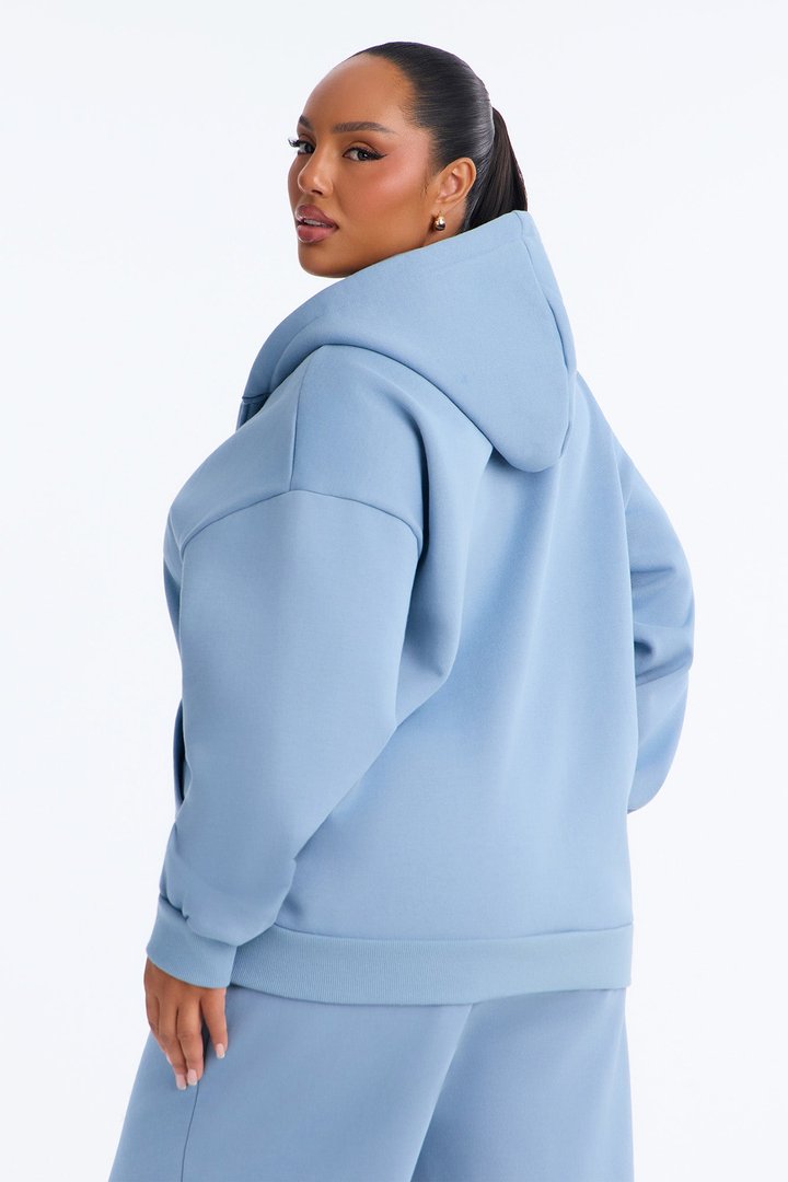 Libby Full Zip Hoodie Fleece Sweatshirt - Slate Blue