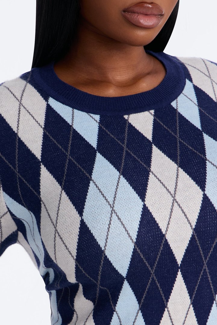 Let's Circle Back Pullover Sweater - Navy/combo