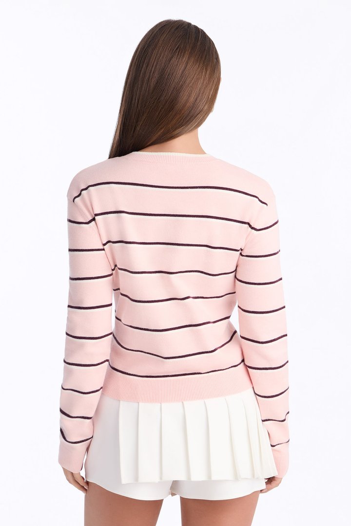 Misty Mornings Striped Cardigan - Pink/combo