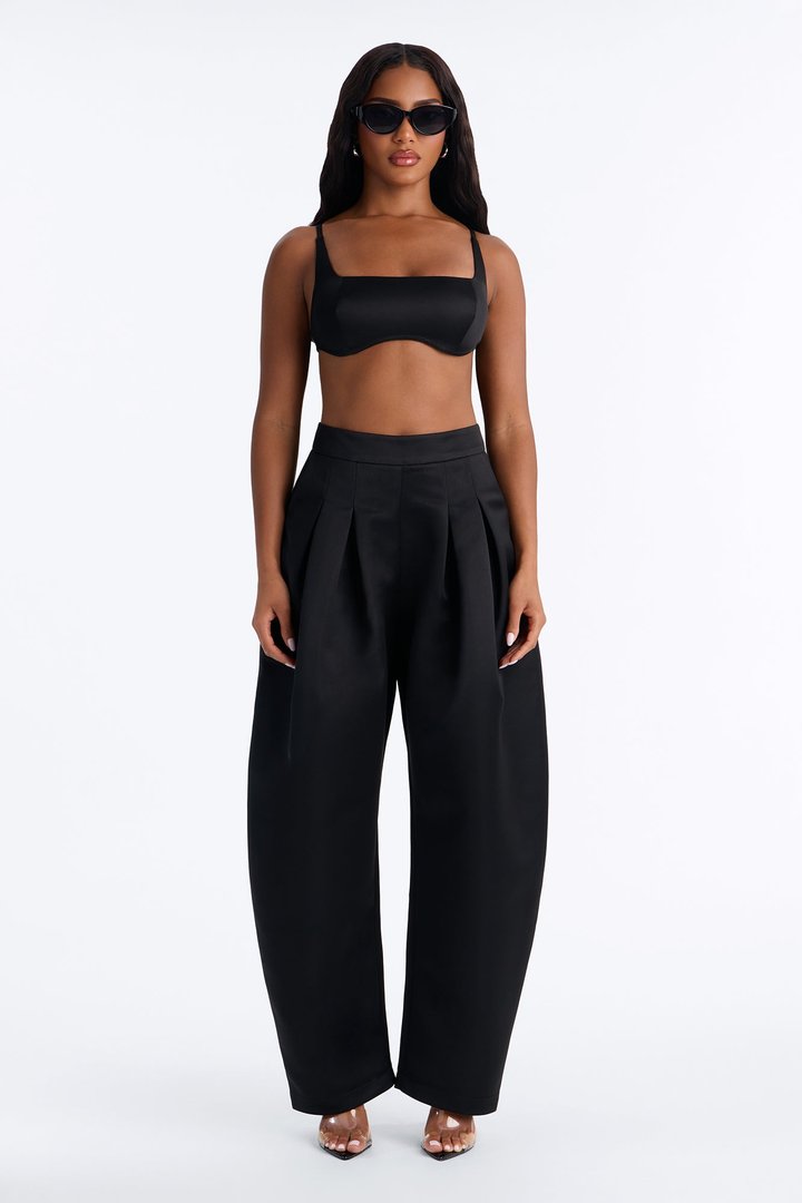 Ottilie Square Neck Tie Back Bralette Top - Black