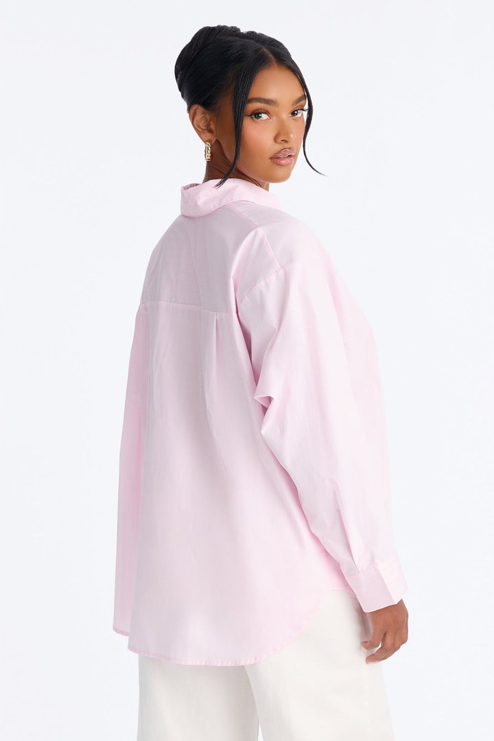 Street Cool Oversized Pinstripe Shirt - Pink/combo