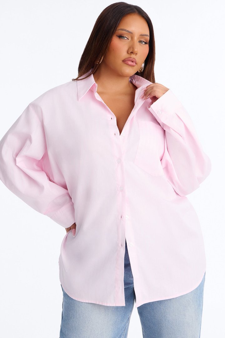 Street Cool Oversized Pinstripe Shirt - Pink/combo