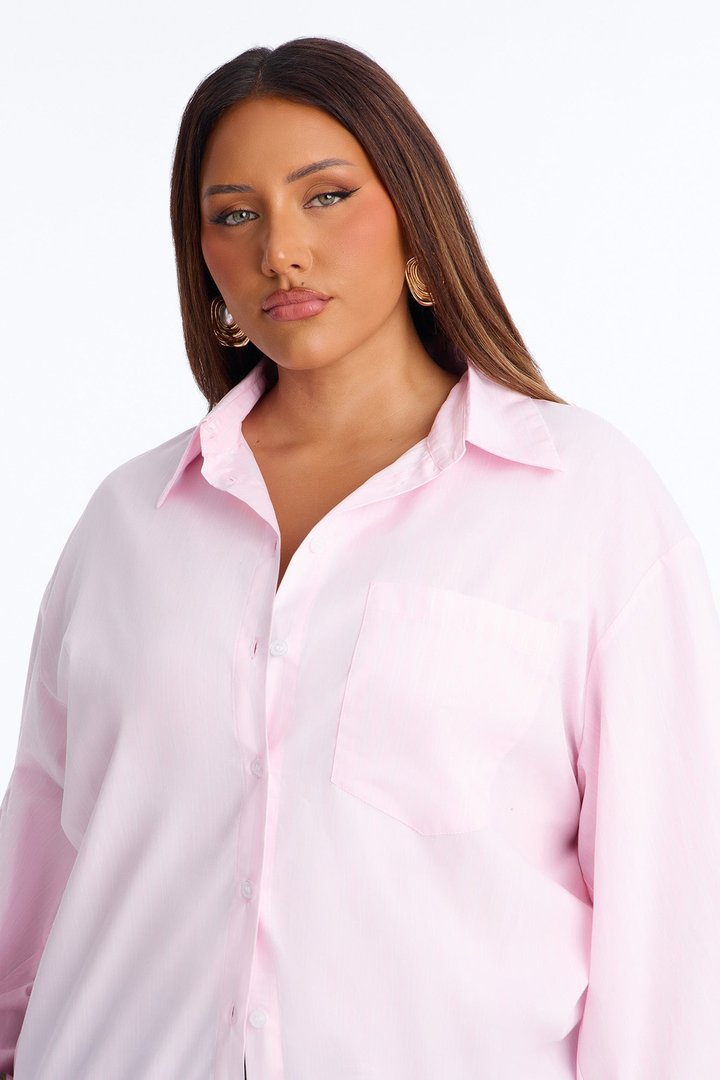 Street Cool Oversized Pinstripe Shirt - Pink/combo