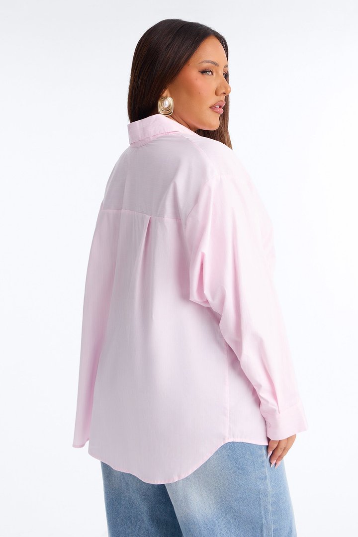 Street Cool Oversized Pinstripe Shirt - Pink/combo