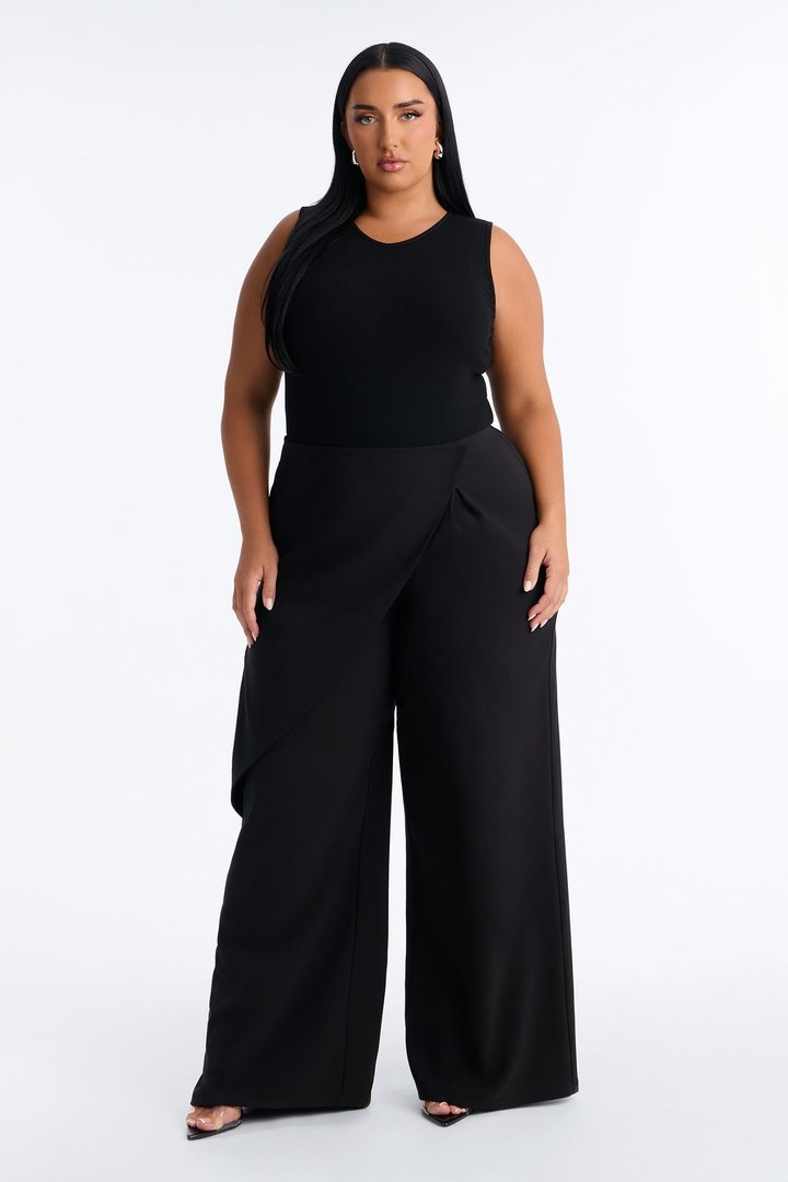 Refined Energy Sleeveless Draped Jumpsuit - Black