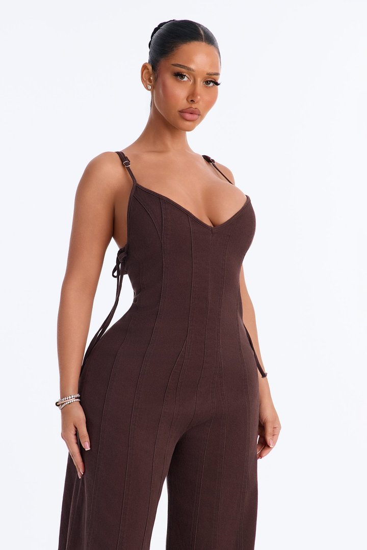 Just A Girl Twill Jumpsuit - Chocolate