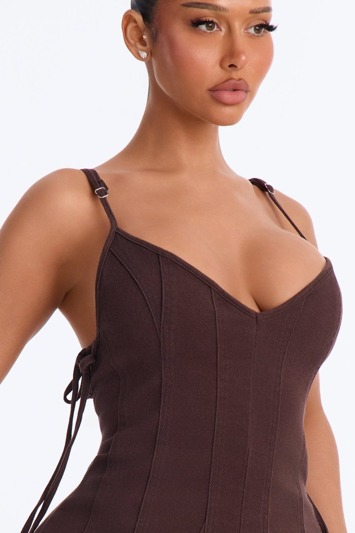 Just A Girl Twill Jumpsuit - Chocolate