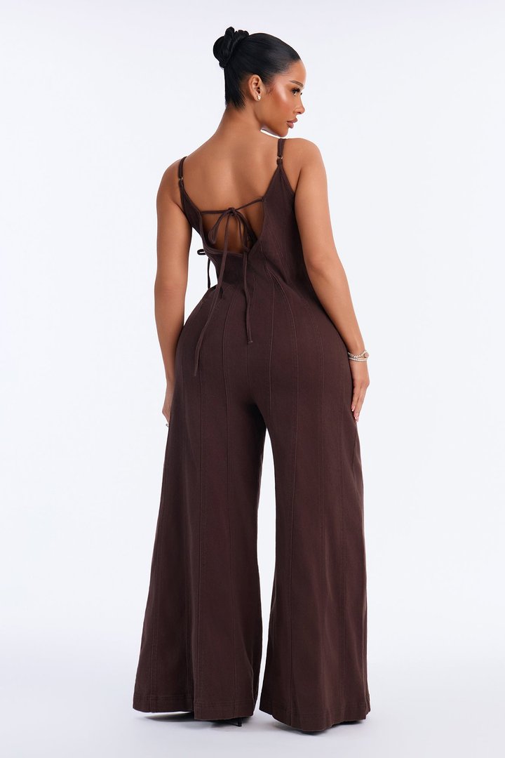 Just A Girl Twill Jumpsuit - Chocolate