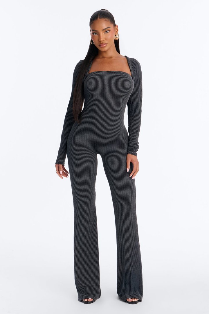 Morning Errands Two Piece Jumpsuit Set - Charcoal