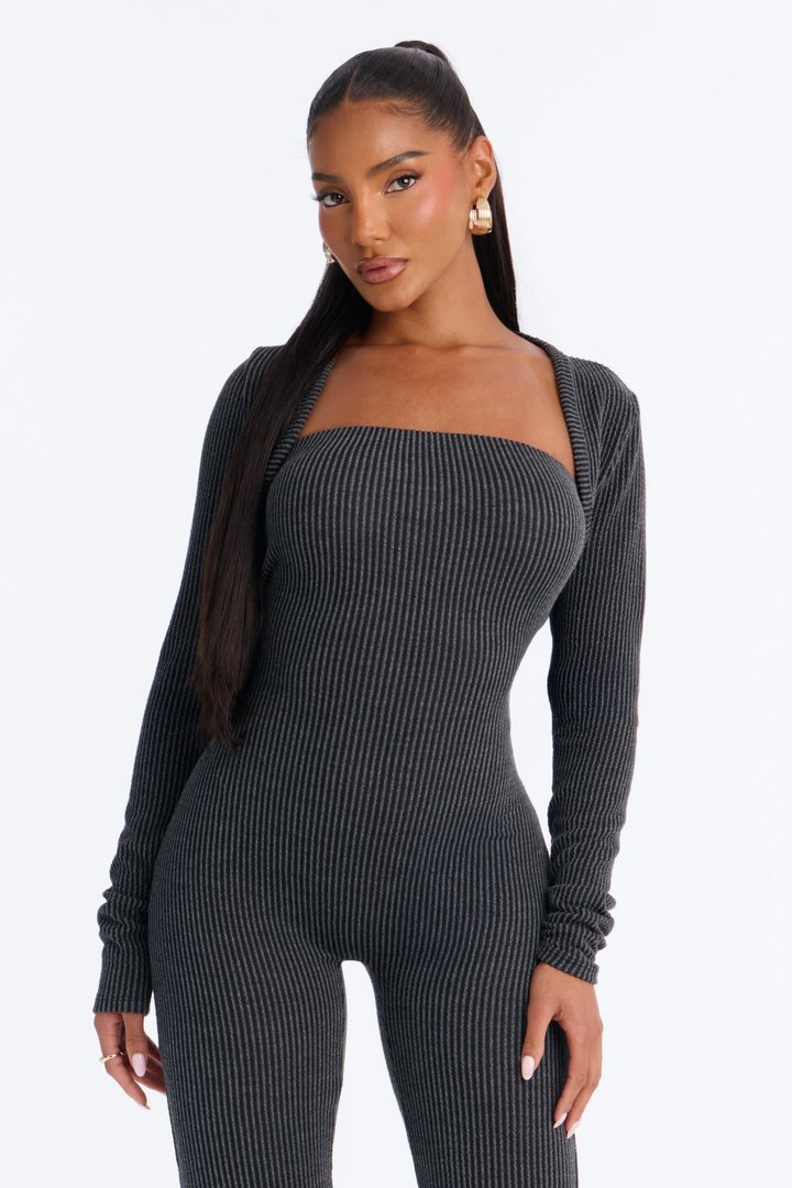 Morning Errands Two Piece Jumpsuit Set - Charcoal