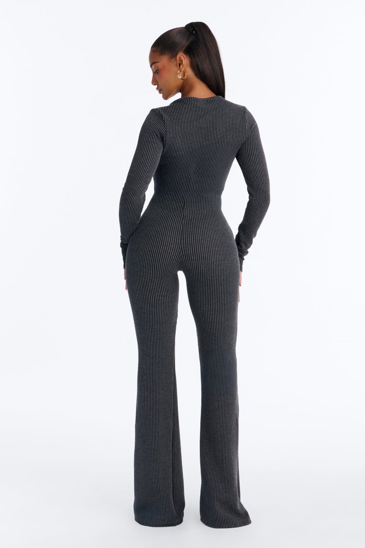 Morning Errands Two Piece Jumpsuit Set - Charcoal