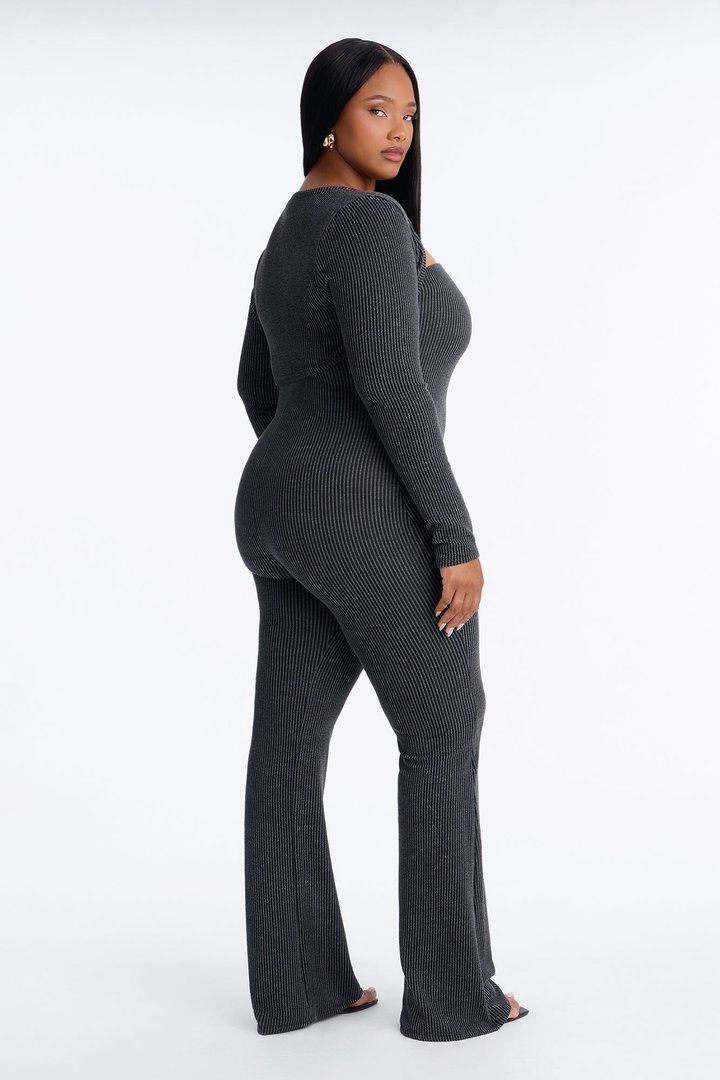 Morning Errands Two Piece Jumpsuit Set - Charcoal