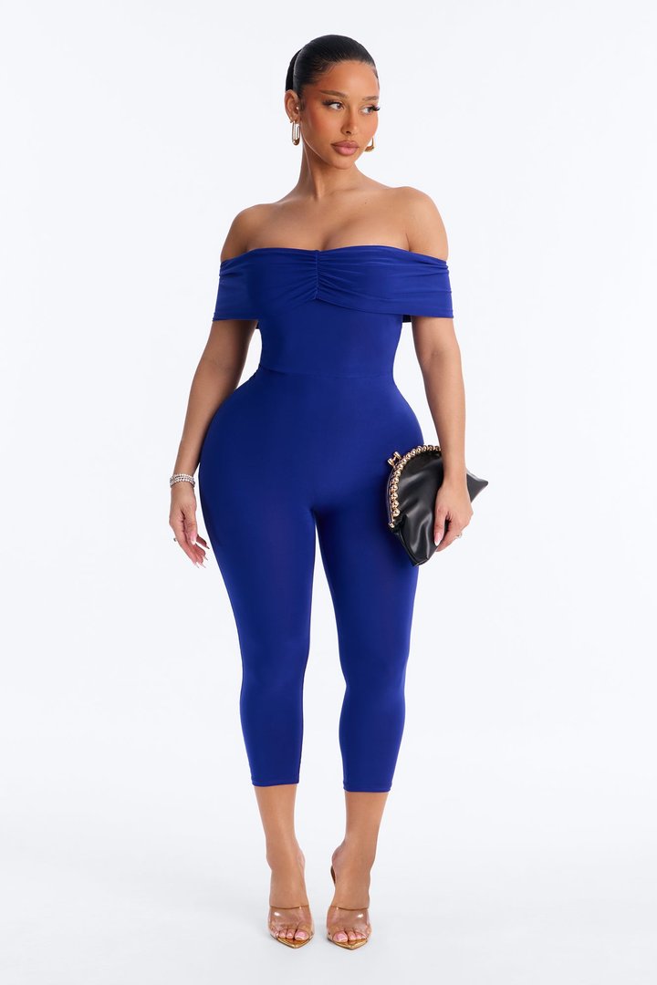 Pauly Off Shoulder Capri Jumpsuit - Royal