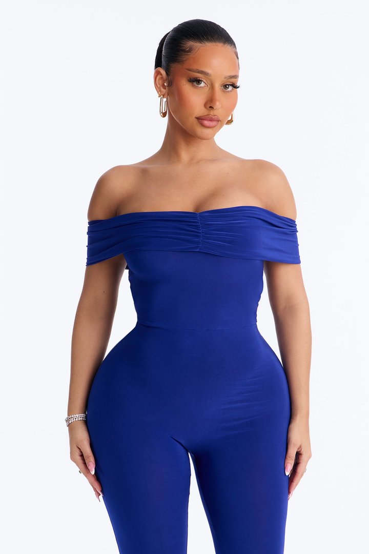 Pauly Off Shoulder Capri Jumpsuit - Royal