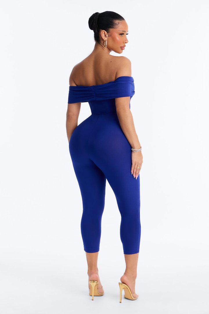 Pauly Off Shoulder Capri Jumpsuit - Royal