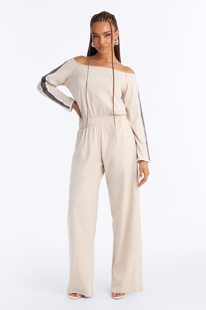 Stay Over Wide Leg Jumpsuit - Stone