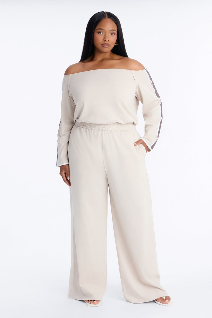 Stay Over Wide Leg Jumpsuit - Stone