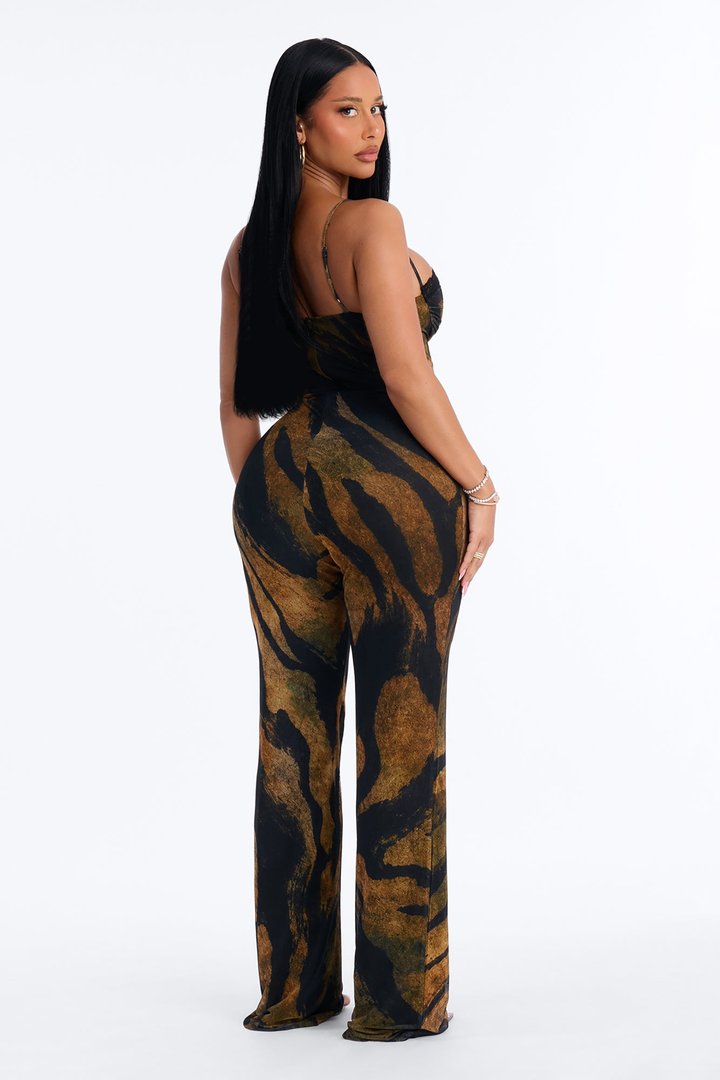 Olivia Mesh Sweetheart Jumpsuit - Brown
