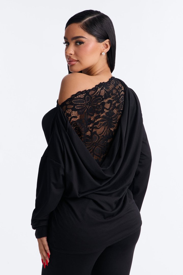 Adrianna Draped Laced Back Capri Set - Black