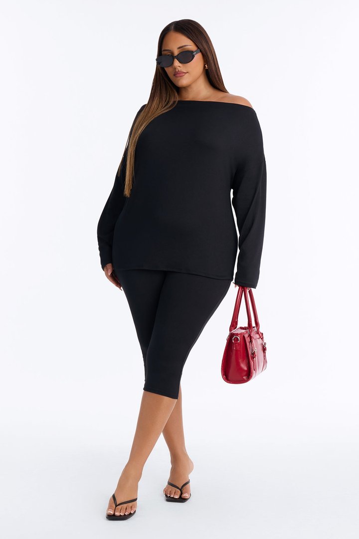 Adrianna Draped Laced Back Capri Set - Black
