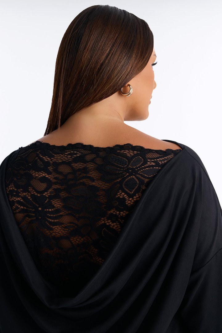 Adrianna Draped Laced Back Capri Set - Black