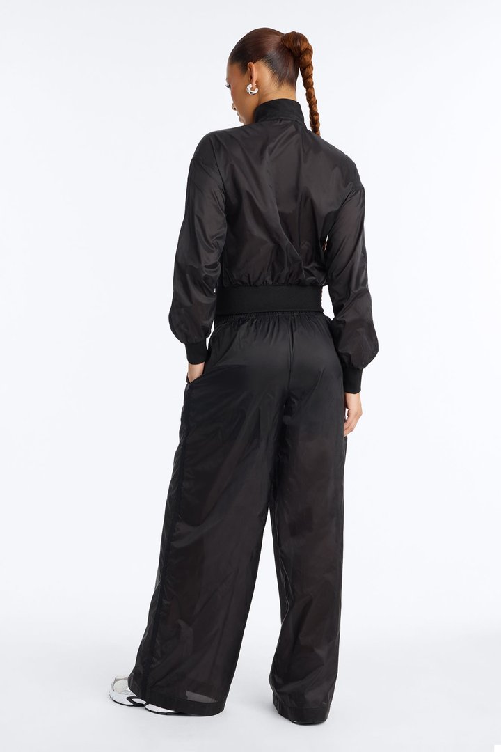 Raya Sheer Windbreaker Pant Set - Black