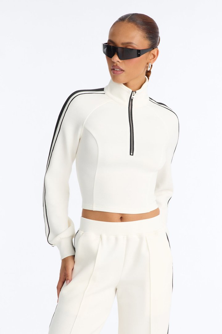 Made To Move Scuba Quarter Zip Pant Set - Off White