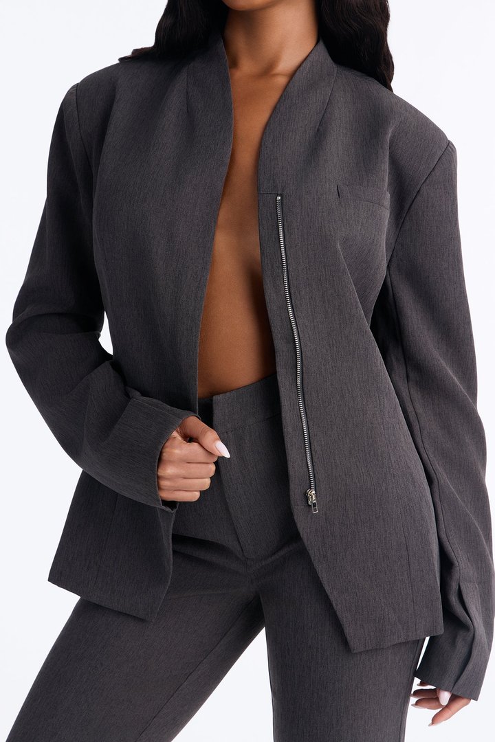 Just That Girl Blazer Pant Set - Charcoal