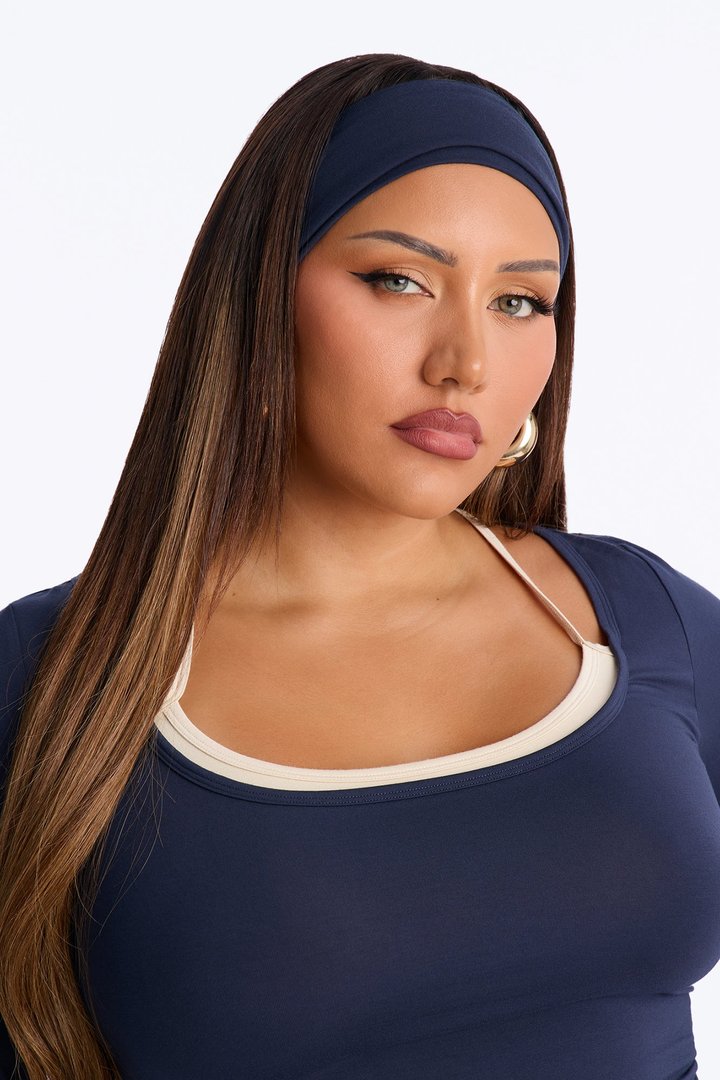 Randie Layered 3 Piece Tricot Pant Set - Navy/combo