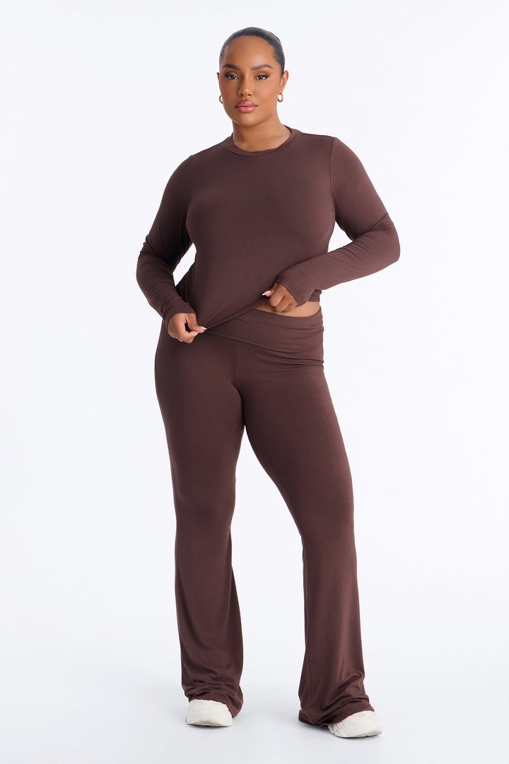 Lily Foldover Pant Set - Chocolate