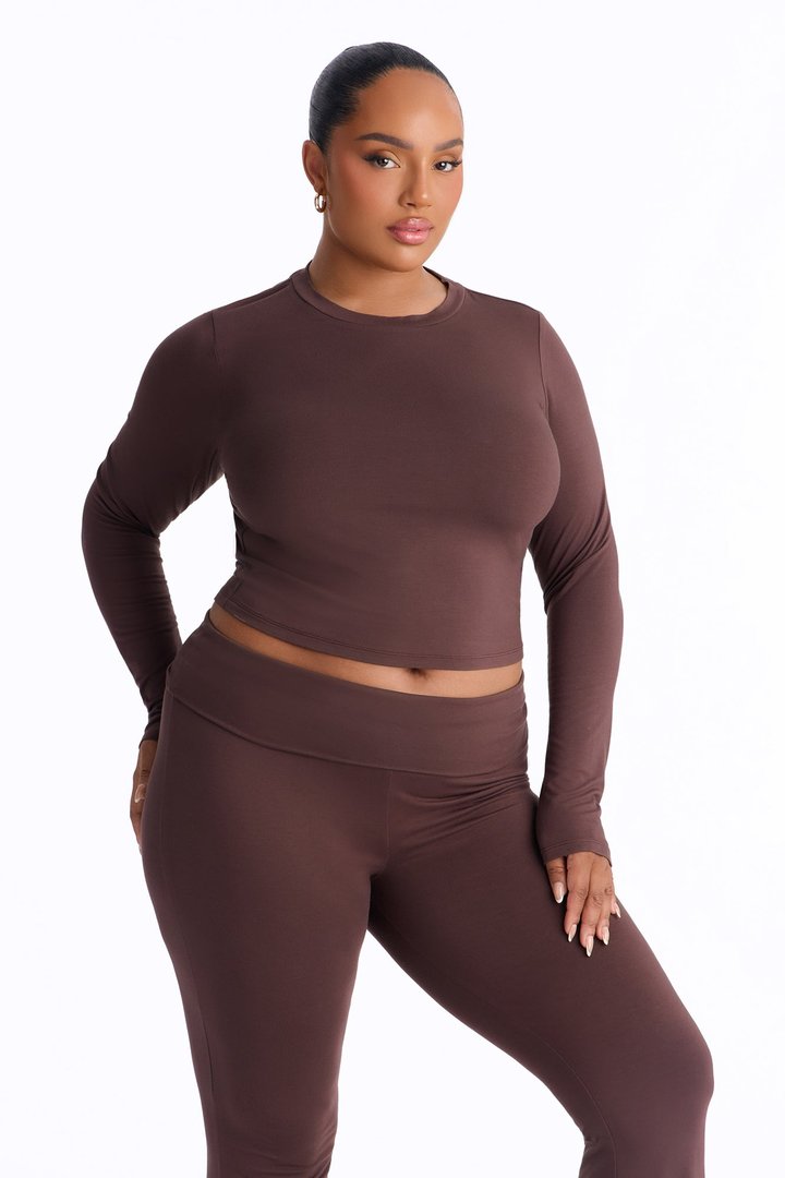Lily Foldover Pant Set - Chocolate