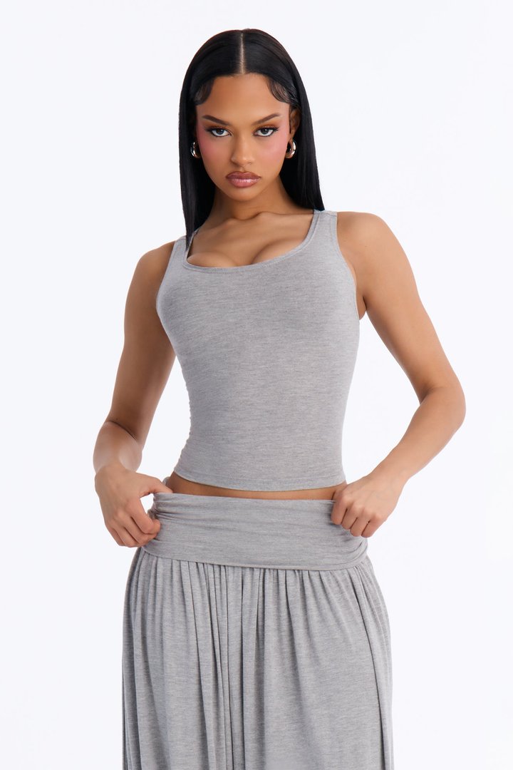 Moonchild Cropped Balloon Pant Set - Heather Grey