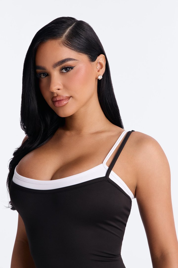 Parker Two Trim Spaghetti Strap Romper - Black/White