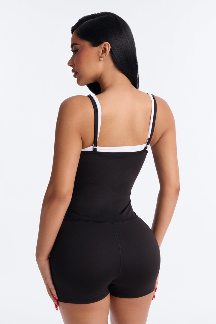 Parker Two Trim Spaghetti Strap Romper - Black/White