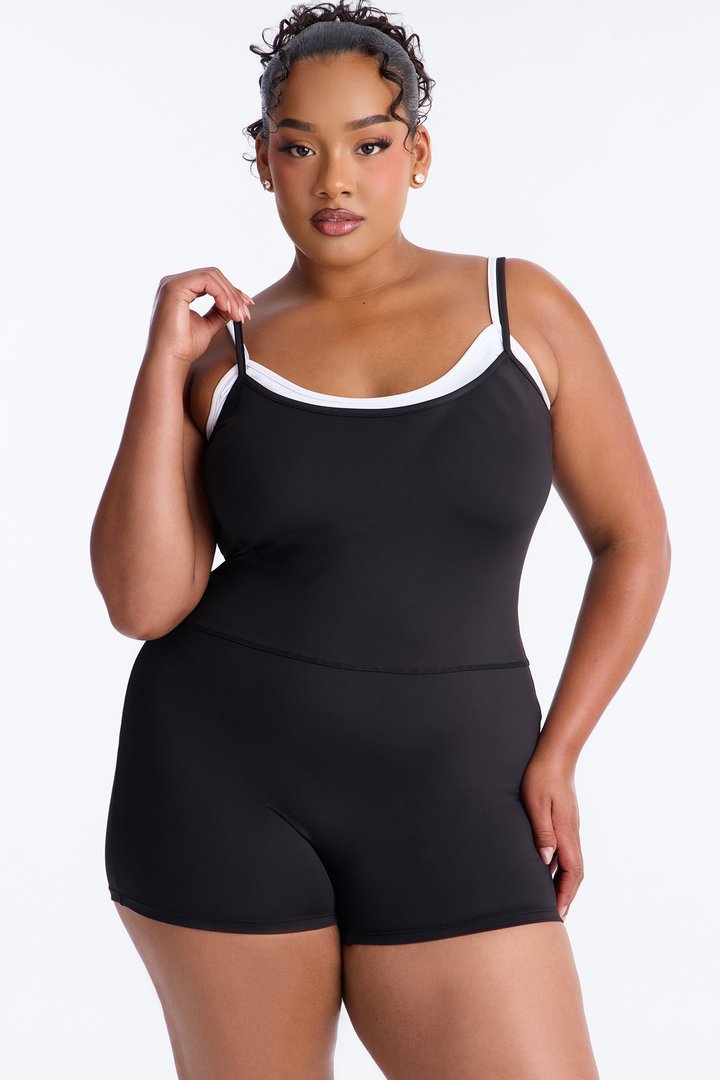 Parker Two Trim Spaghetti Strap Romper - Black/White
