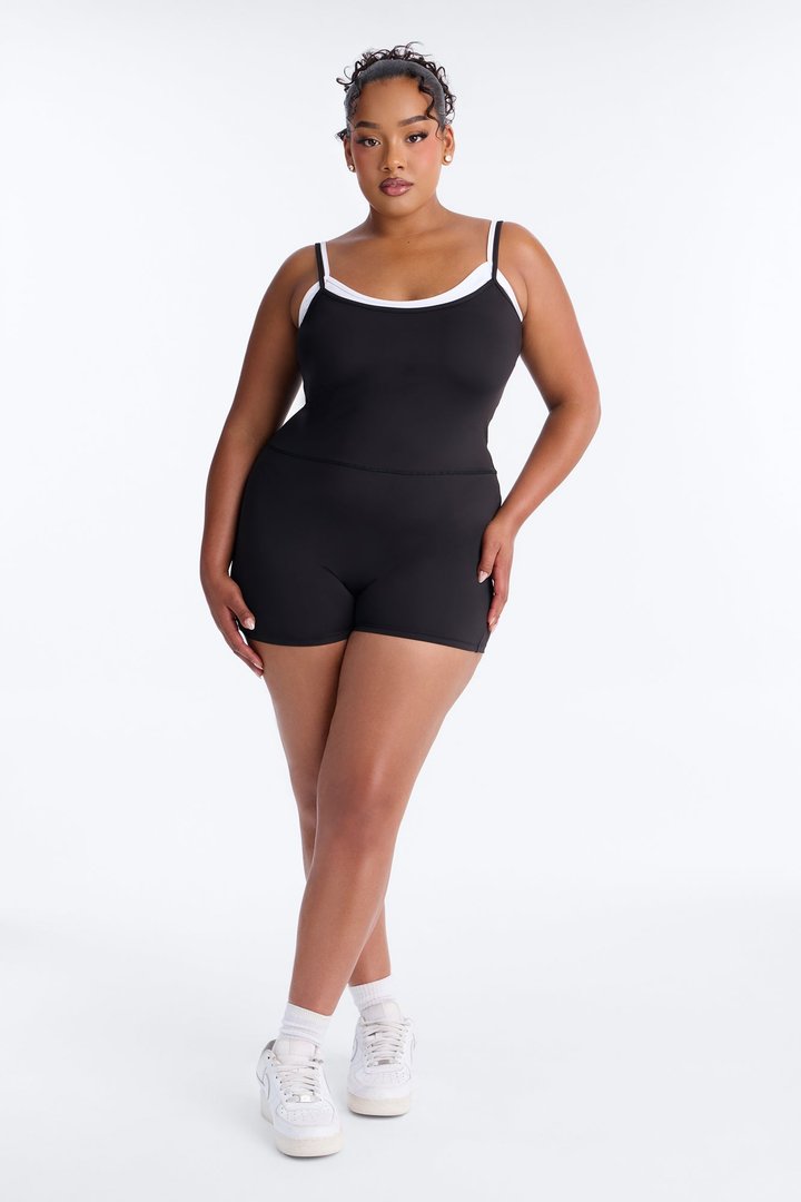 Parker Two Trim Spaghetti Strap Romper - Black/White