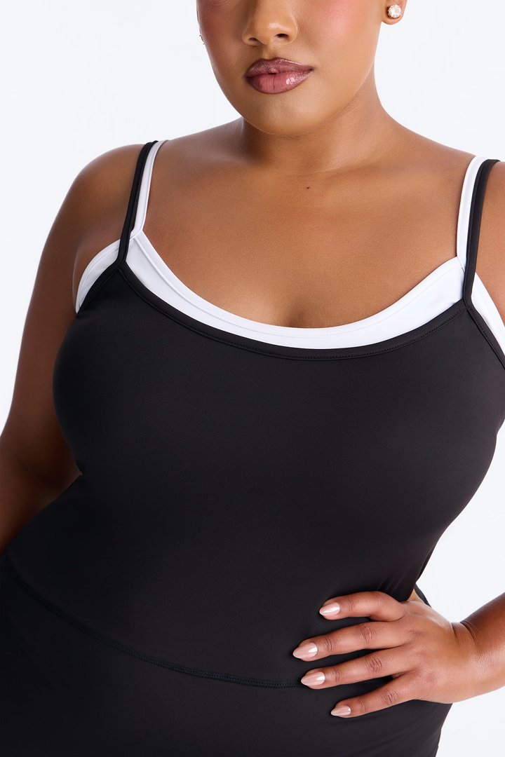 Parker Two Trim Spaghetti Strap Romper - Black/White