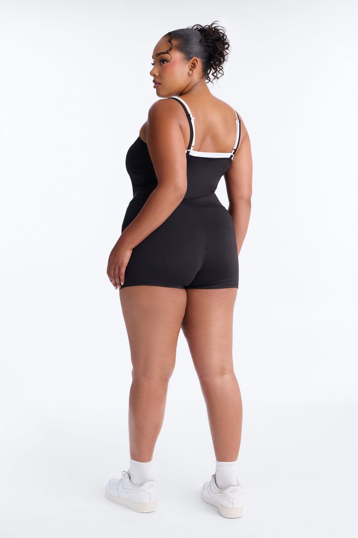 Parker Two Trim Spaghetti Strap Romper - Black/White