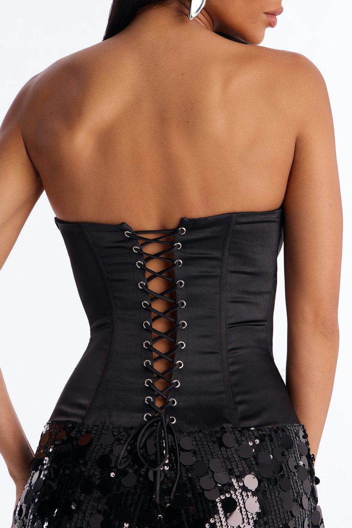 NYC Night Out Lace Up Romper - Black