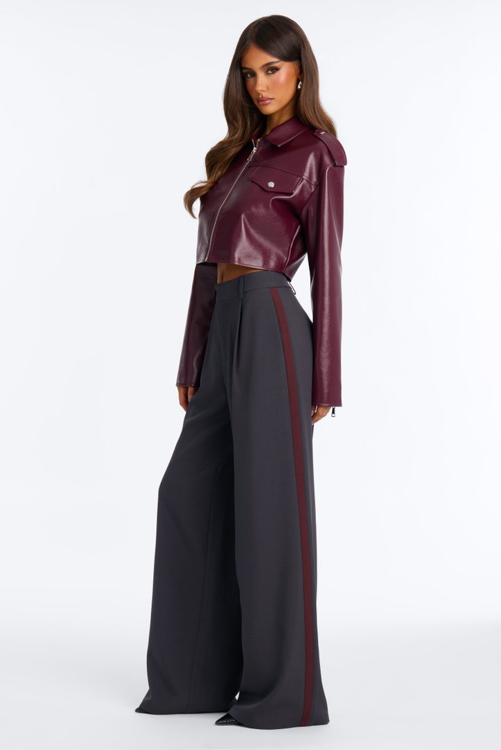 Dylan Wide Leg Trouser Pants - Charcoal