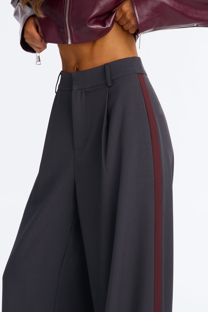 Dylan Wide Leg Trouser Pants - Charcoal