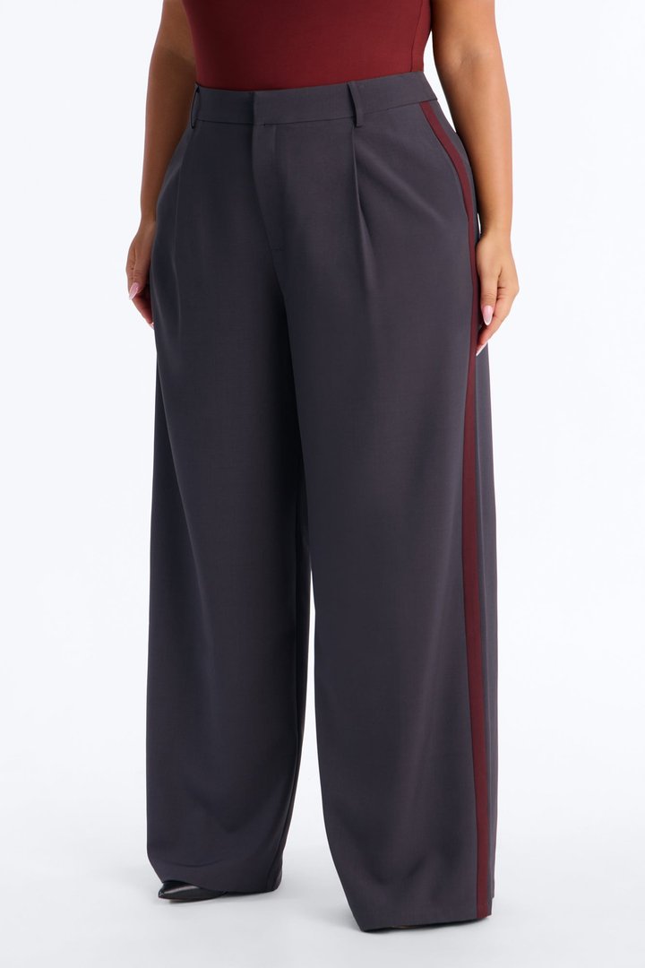 Dylan Wide Leg Trouser Pants - Charcoal