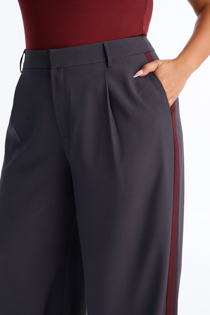 Dylan Wide Leg Trouser Pants - Charcoal
