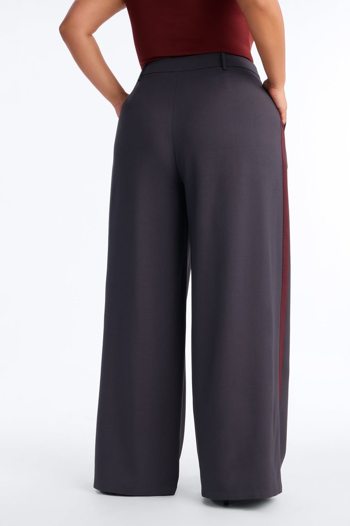 Dylan Wide Leg Trouser Pants - Charcoal