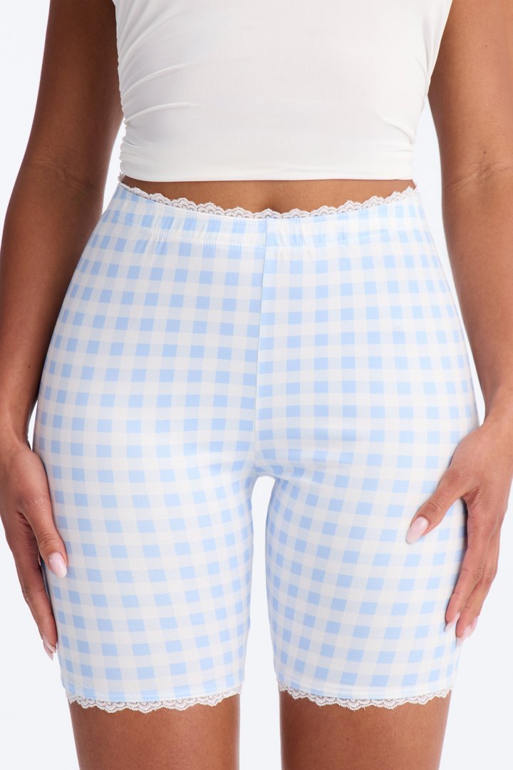 Florentina Lace Trim Biker Short - Blue/combo
