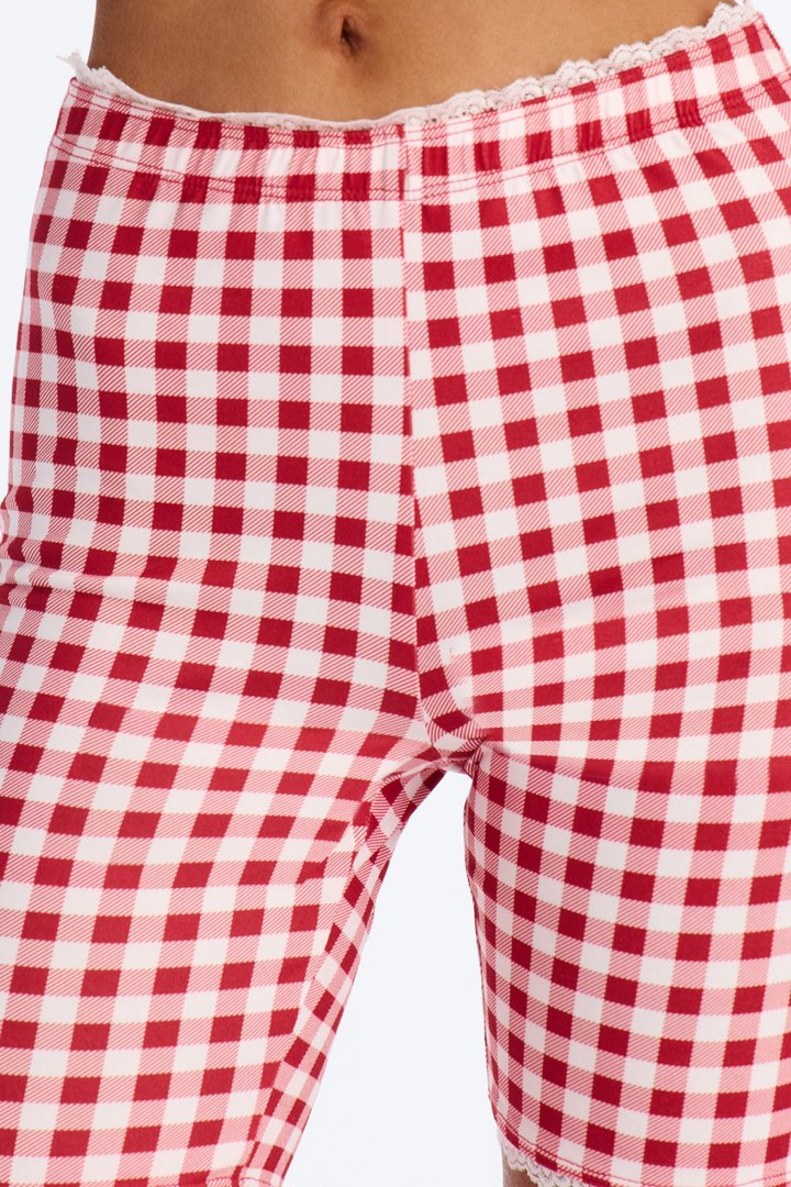 Florentina Lace Trim Biker Short - Red